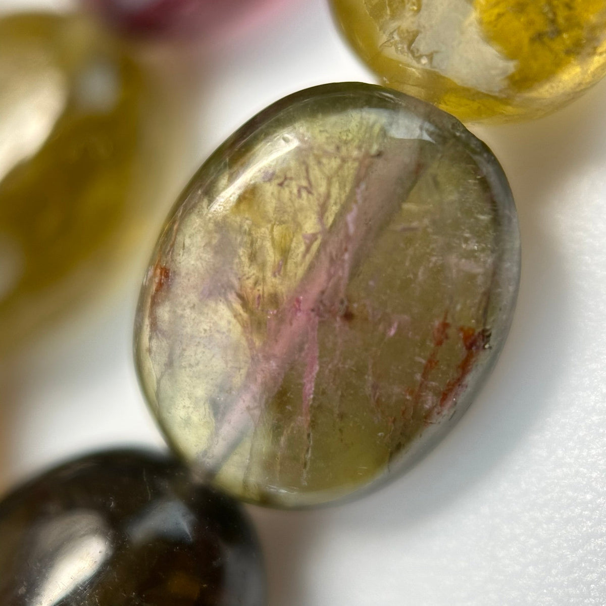Multicolor Tourmaline Oval Shape Double-Sided Domed Gemstone Beads