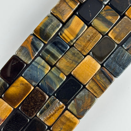 Tiger's Eye Blue/Brown Rectangle Gemstone Beads - (AB Quality)