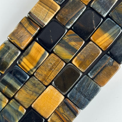 Tiger's Eye Blue/Brown Rectangle Gemstone Beads - (AB Quality)