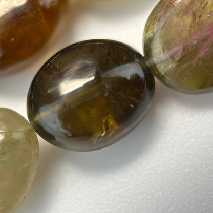 Multicolor Tourmaline Oval Shape Double-Sided Domed Gemstone Beads