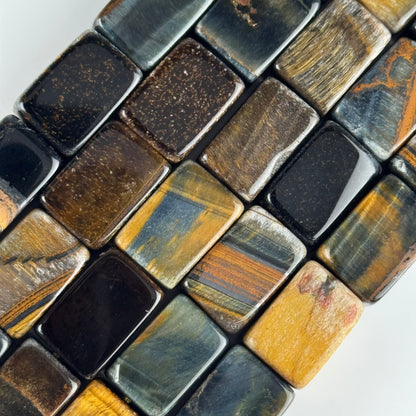 Tiger's Eye Blue/Brown Rectangle Gemstone Beads - (AB Quality)