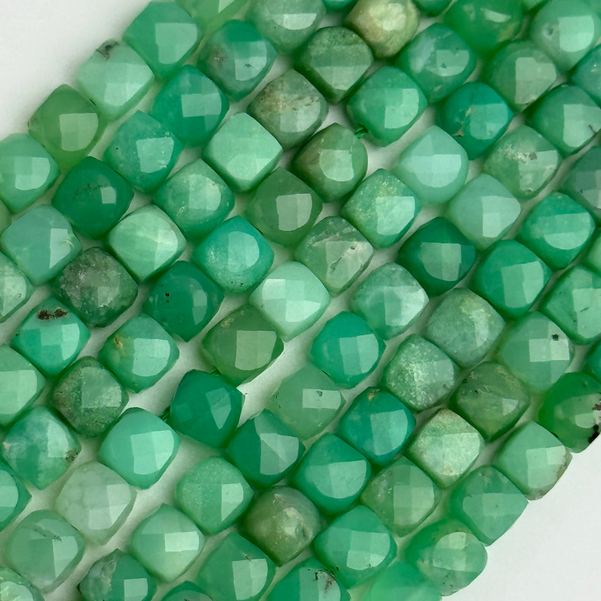 Chrysoprase Beads - Faceted Square
