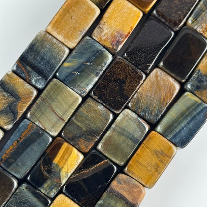 Tiger's Eye Blue/Brown Rectangle Gemstone Beads - (AB Quality)