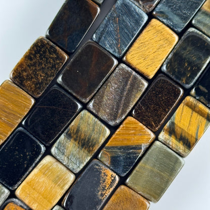 Tiger's Eye Blue/Brown Rectangle Gemstone Beads - (AB Quality)