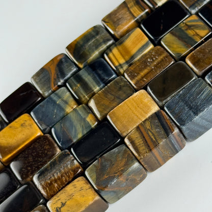 Tiger's Eye Blue/Brown Rectangle Gemstone Beads - (AB Quality)