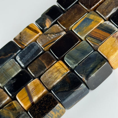 Tiger's Eye Blue/Brown Rectangle Gemstone Beads - (AB Quality)