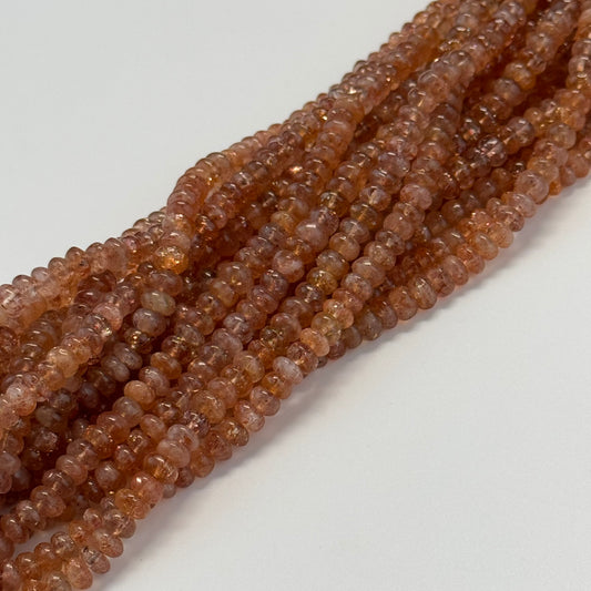 Sunstone Polished Rondelle Beads – Natural Gemstone