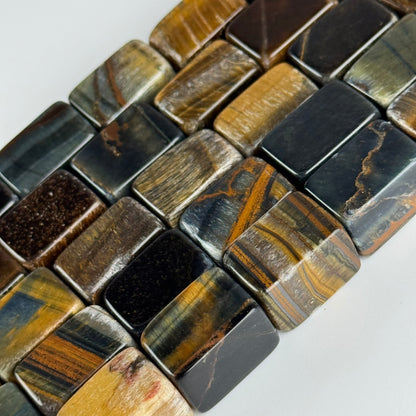 Tiger's Eye Blue/Brown Rectangle Gemstone Beads - (AB Quality)