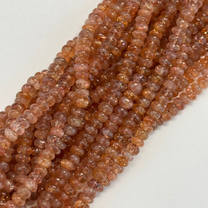Sunstone Polished Rondelle Beads – Natural Gemstone