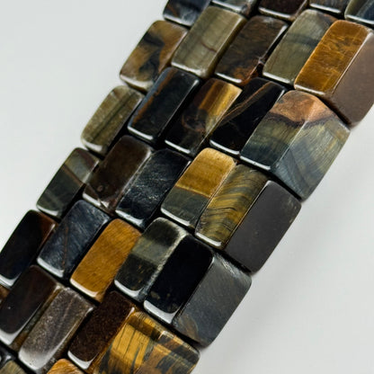 Tiger's Eye Blue/Brown Rectangle Gemstone Beads - (AB Quality)