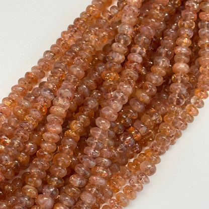 Sunstone Polished Rondelle Beads – Natural Gemstone