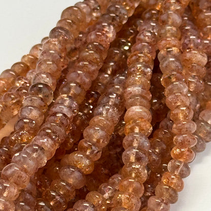 Sunstone Polished Rondelle Beads – Natural Gemstone