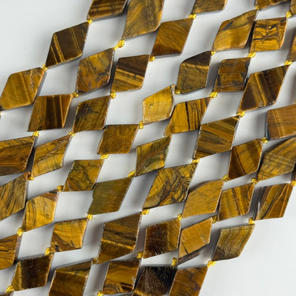 Tiger's Eye Lozenge Gemstone Beads - (AB Quality)