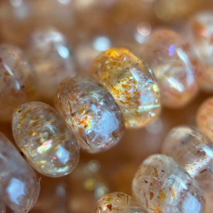 Sunstone Polished Rondelle Beads – Natural Gemstone