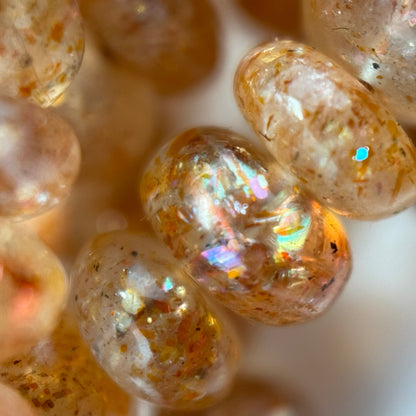 Sunstone Polished Rondelle Beads – Natural Gemstone