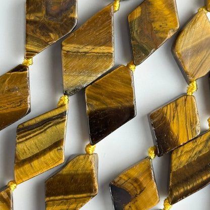 Tiger's Eye Lozenge Gemstone Beads - (AB Quality)
