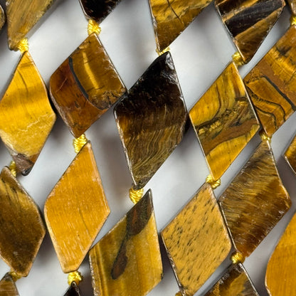 Tiger's Eye Lozenge Gemstone Beads - (AB Quality)