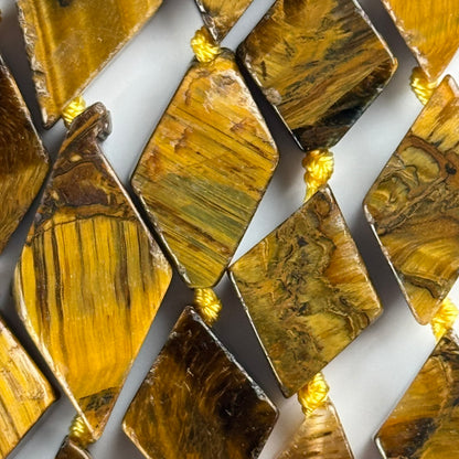 Tiger's Eye Lozenge Gemstone Beads - (AB Quality)