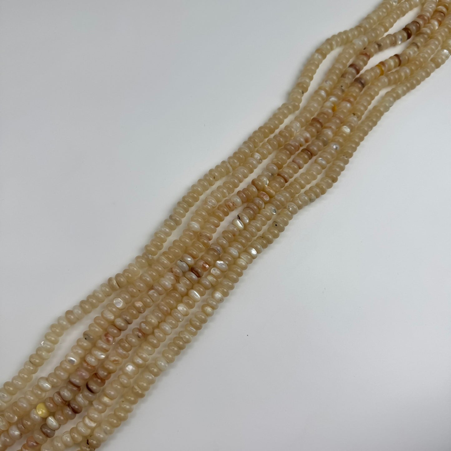 Cream Beige Mother Of Pearl Polished Rondelle Beads