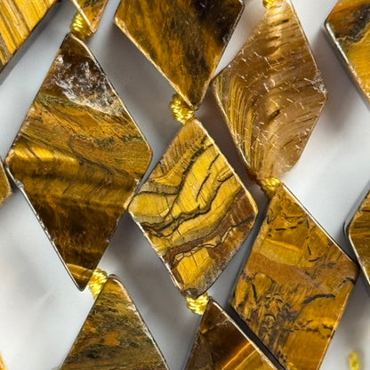 Tiger's Eye Lozenge Gemstone Beads - (AB Quality)