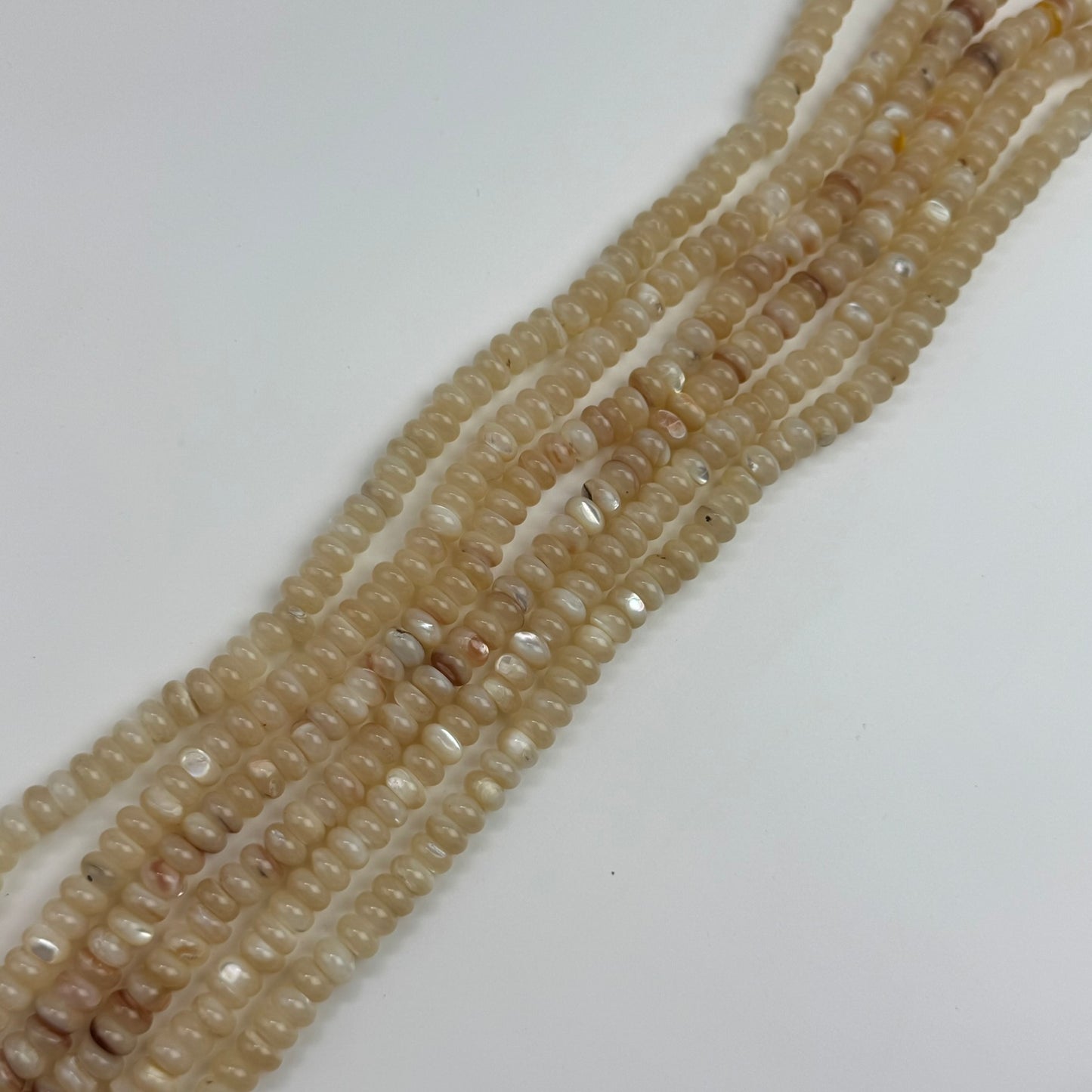 Cream Beige Mother Of Pearl Polished Rondelle Beads
