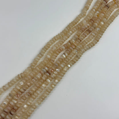 Cream Beige Mother Of Pearl Polished Rondelle Beads