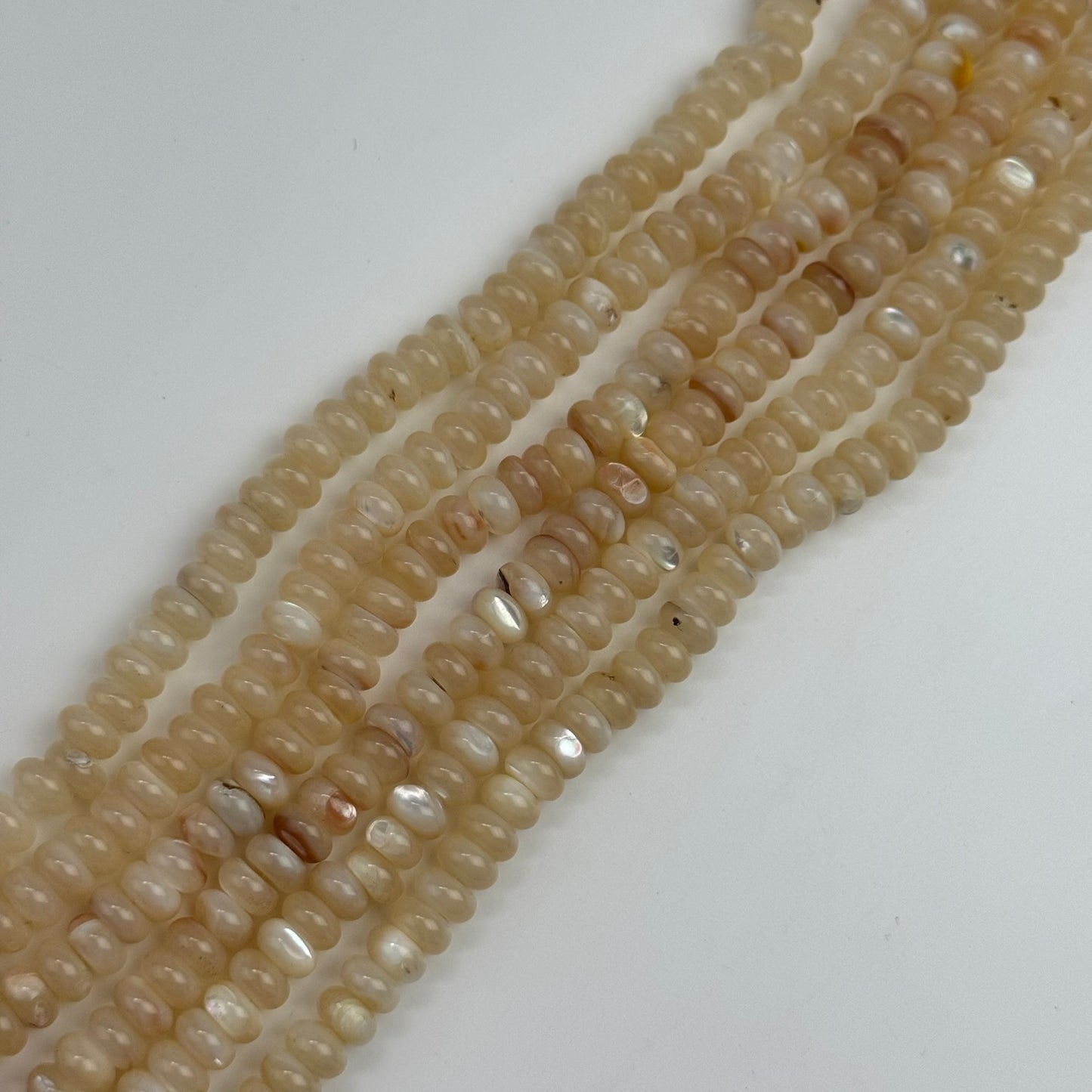 Cream Beige Mother Of Pearl Polished Rondelle Beads