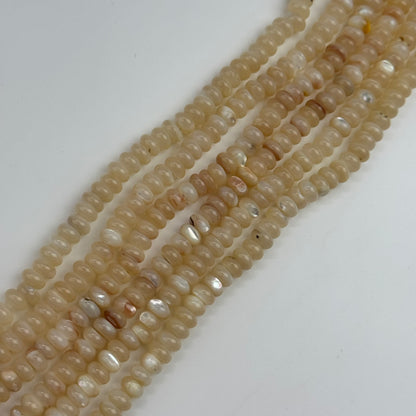 Cream Beige Mother Of Pearl Polished Rondelle Beads