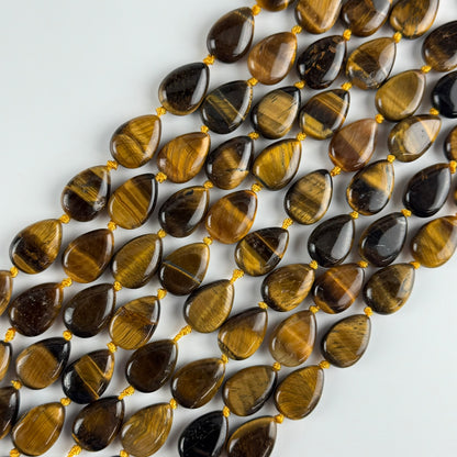 Tiger's Eye Pear Shaped Gemstone Beads - (A Quality)