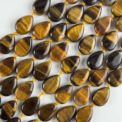 Tiger's Eye Pear Shaped Gemstone Beads - (A Quality)