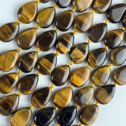 Tiger's Eye Pear Shaped Gemstone Beads - (A Quality)