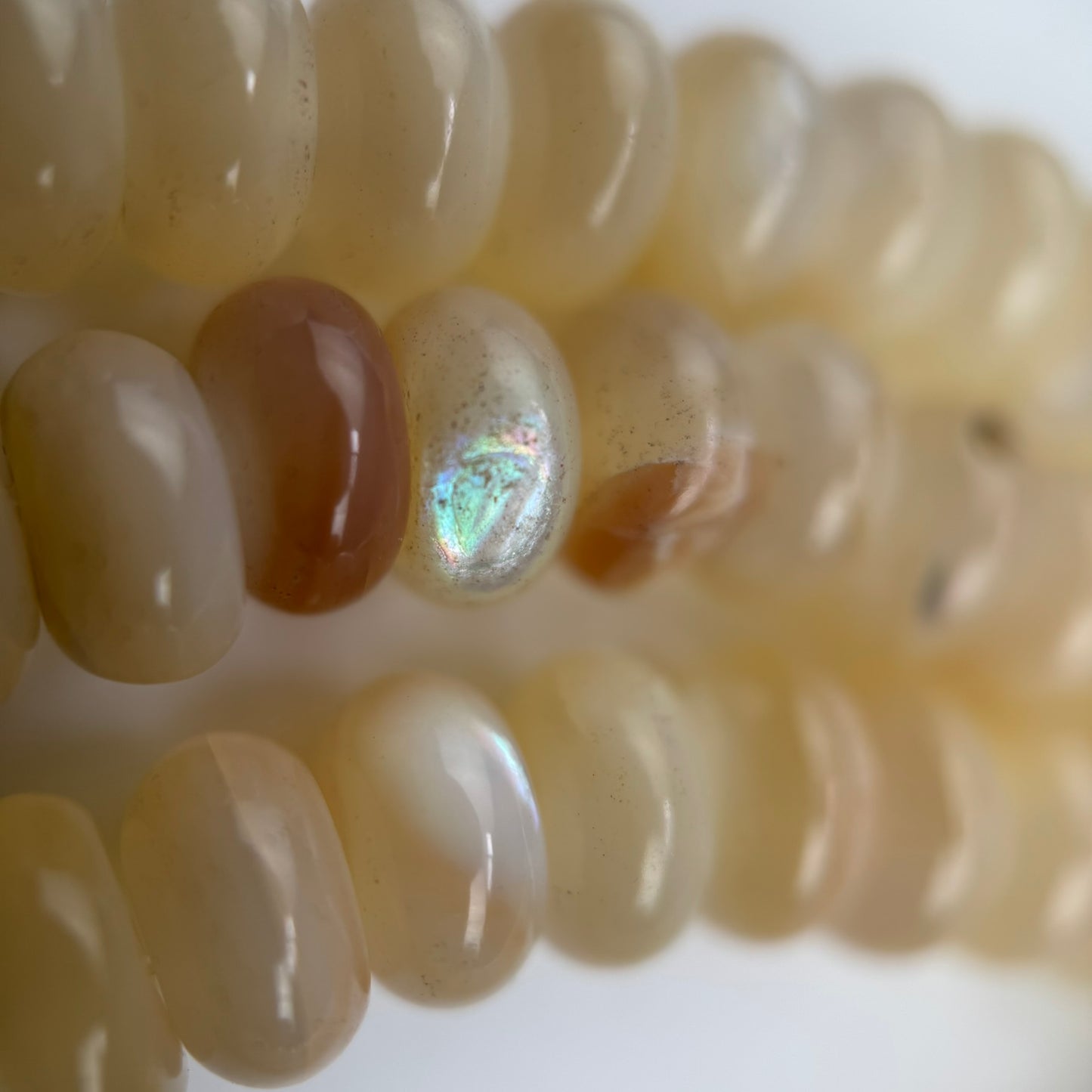 Cream Beige Mother Of Pearl Polished Rondelle Beads