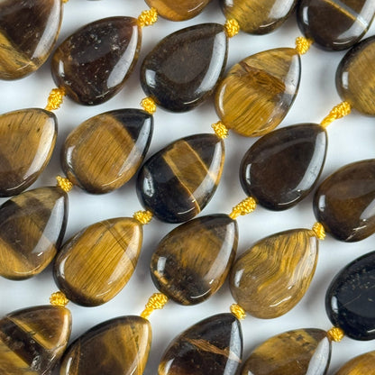 Tiger's Eye Pear Shaped Gemstone Beads - (A Quality)