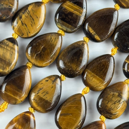 Tiger's Eye Pear Shaped Gemstone Beads - (A Quality)