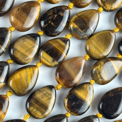 Tiger's Eye Pear Shaped Gemstone Beads - (A Quality)