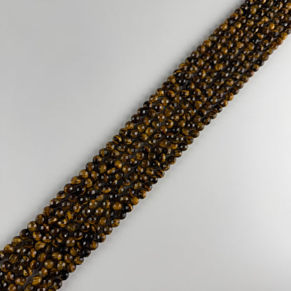 Tiger's Eye Round Faceted Gemstone Beads - (A Quality)