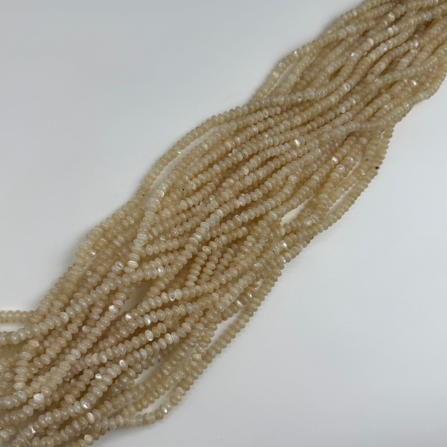Cream Beige Mother Of Pearl Polished Rondelle Beads