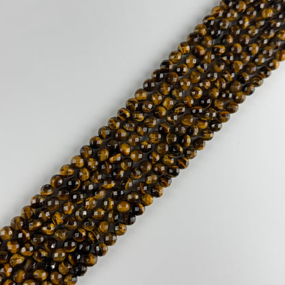 Tiger's Eye Round Faceted Gemstone Beads - (A Quality)