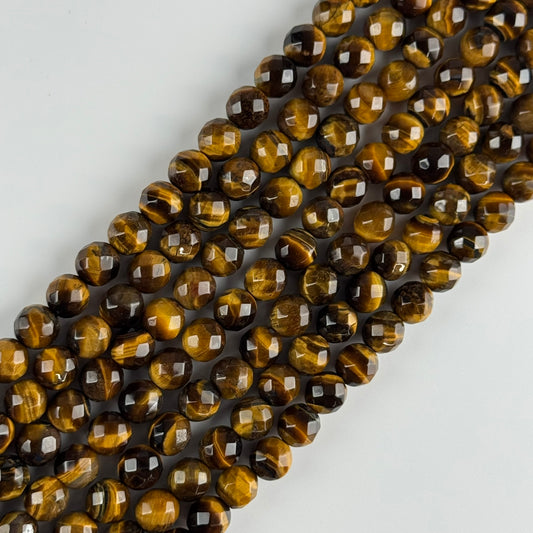 Tiger's Eye Round Faceted Beads (A Quality)