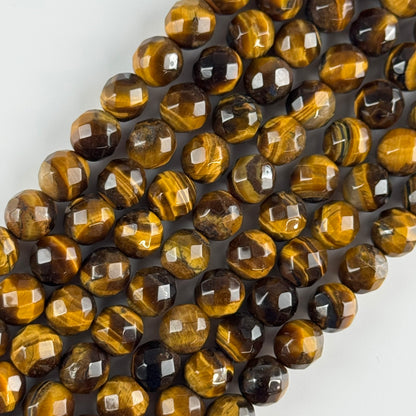 Tiger's Eye Round Faceted Gemstone Beads - (A Quality)