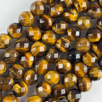 Tiger's Eye Round Faceted Gemstone Beads - (A Quality)