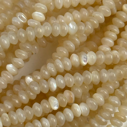 Cream Beige Mother Of Pearl Polished Rondelle Beads