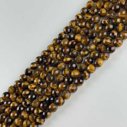 Tiger's Eye Round Faceted Gemstone Beads - (A Quality)