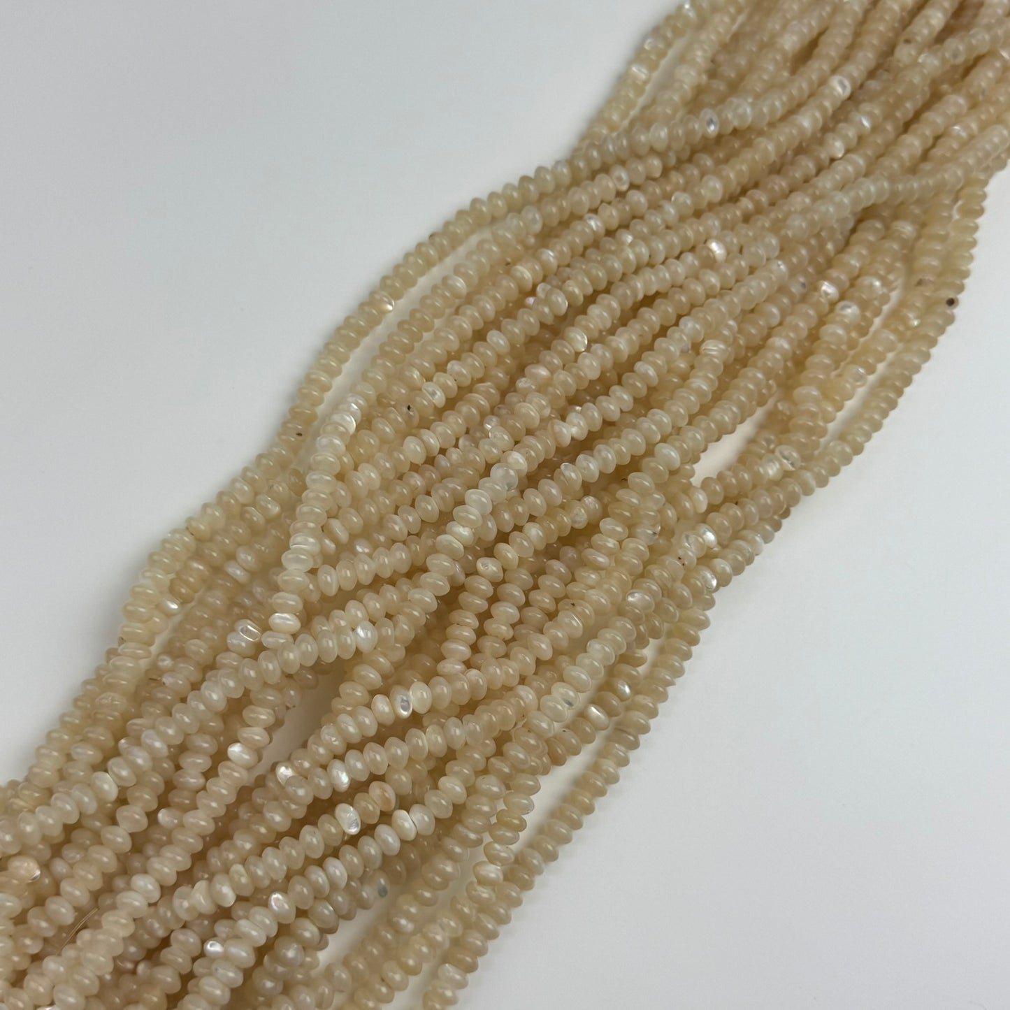 Cream Beige Mother Of Pearl Polished Rondelle Beads