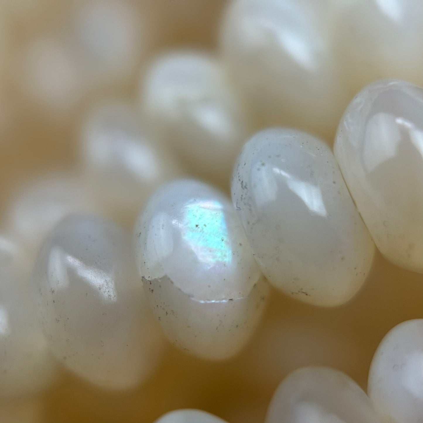 Cream Beige Mother Of Pearl Polished Rondelle Beads