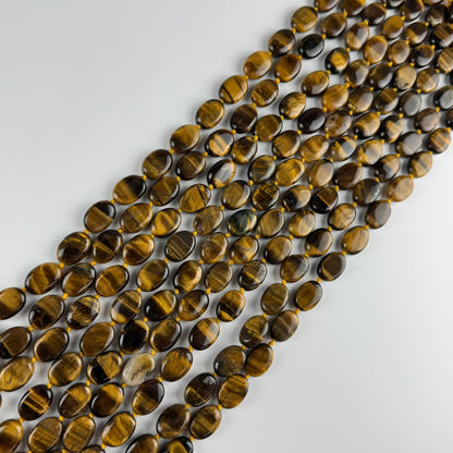 Tiger's Eye Oval Polished Gemstone Beads - (A Quality)