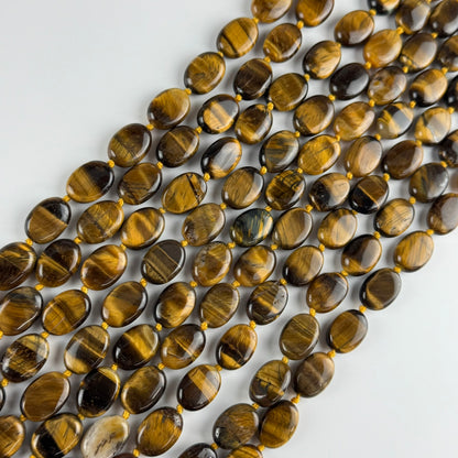 Tiger's Eye Oval Polished Gemstone Beads - (A Quality)