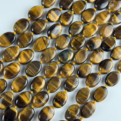 Tiger's Eye Oval Polished Gemstone Beads - (A Quality)