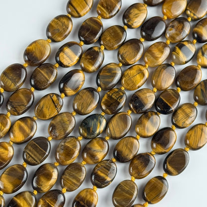 Tiger's Eye Oval Polished Gemstone Beads - (A Quality)
