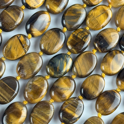 Tiger's Eye Oval Polished Gemstone Beads - (A Quality)